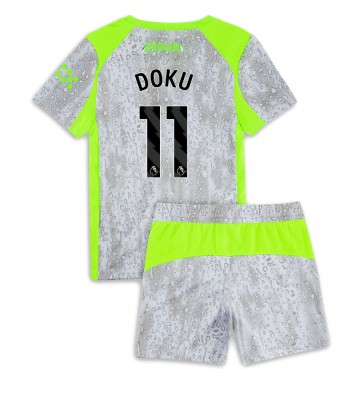 Manchester City Jeremy Doku #11 Tercera Equipación Niños 2025-26 Manga Corta (+ Pantalones cortos)